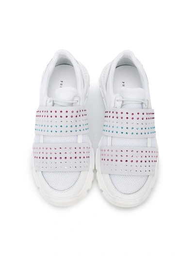 Shop Philipp Plein Crystal Runner Sneakers In White