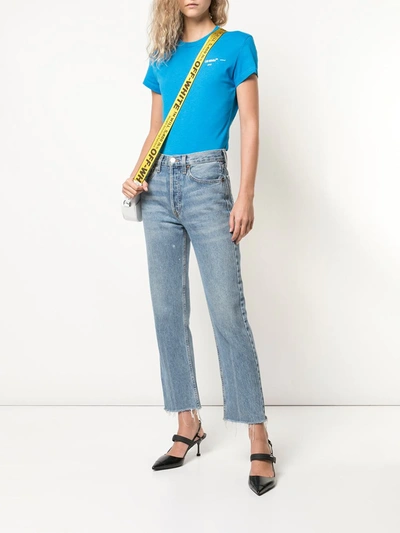 Off-white Leaf-embossed Logo Tee In Blue