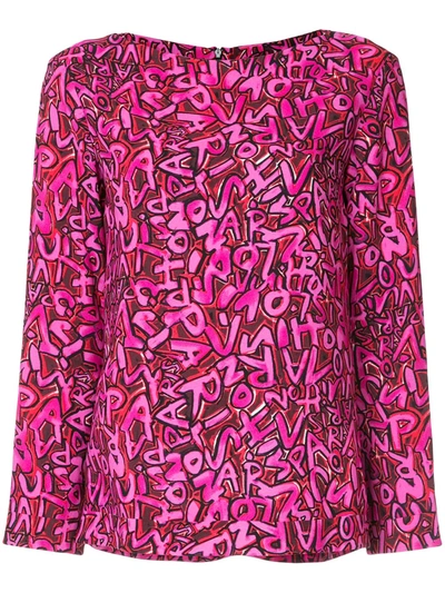 Pre-owned Louis Vuitton 2000s  Long-sleeve Printed T-shirt In Pink