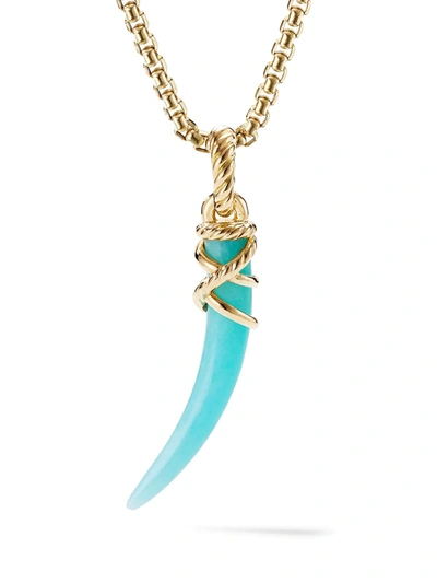 David Yurman 18kt Yellow Gold Tusk Amazonite Amulet Enhancer Necklace In Gold