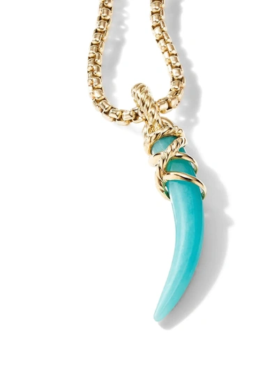 David Yurman 18kt Yellow Gold Tusk Amazonite Amulet Enhancer Necklace In Gold