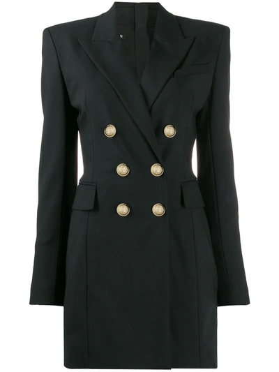 Shop Balmain Double-breasted Blazer Dress In Black