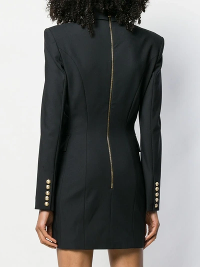 Shop Balmain Double-breasted Blazer Dress In Black