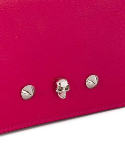 Shop Alexander Mcqueen Skull Embellished Wallet On A Chain In Pink