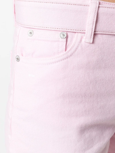 Off-white Belted Straight-leg Cropped Jeans In Pink