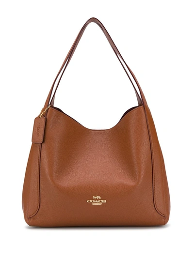 Shop Coach Polished Pebble Hobo In Brown