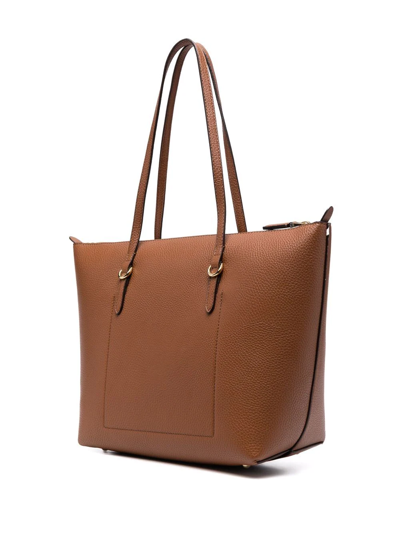 Shop Lauren Ralph Lauren Keaton Logo-plaque Tote Bag In Brown