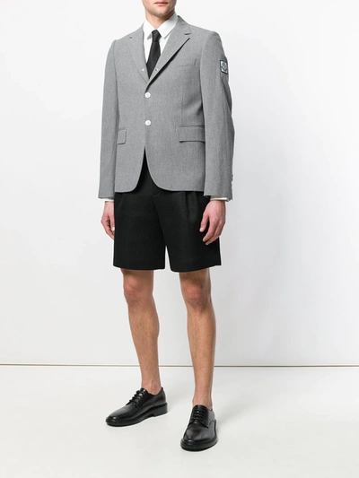 Shop Moncler Slim-fit Button Blazer In Grey