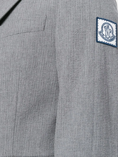 Shop Moncler Slim-fit Button Blazer In Grey