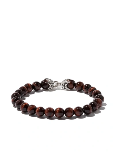 Shop David Yurman Sterling Silver Spiritual Beads Tiger Eye Bracelet In Ssbre