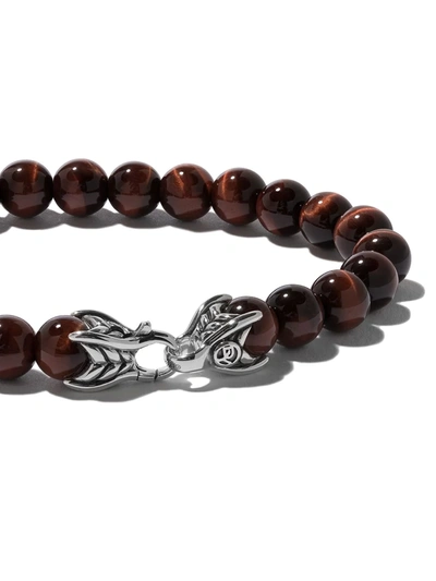 Shop David Yurman Sterling Silver Spiritual Beads Tiger Eye Bracelet In Ssbre