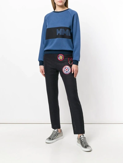 Shop Mr & Mrs Italy Embroidered Colour-block Sweatshirt In Blue