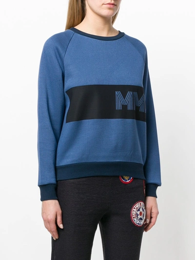 Shop Mr & Mrs Italy Embroidered Colour-block Sweatshirt In Blue