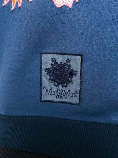 Shop Mr & Mrs Italy Embroidered Colour-block Sweatshirt In Blue