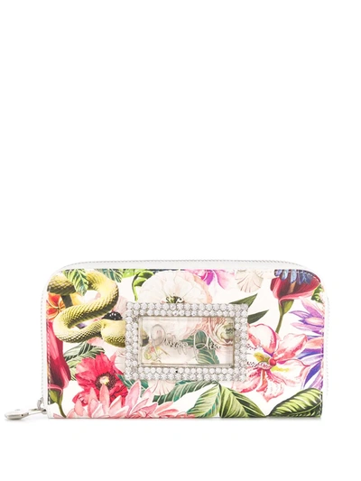 Shop Philipp Plein Crystal Floral Continental Wallet In White