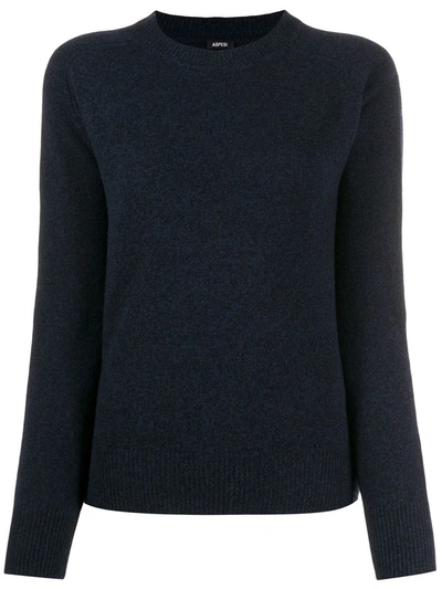 Shop Aspesi Relaxed-fit Crew Neck Jumper In 85098 Blu Navy