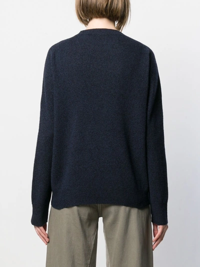 Shop Aspesi Relaxed-fit Crew Neck Jumper In 85098 Blu Navy