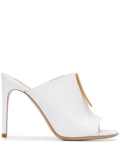 Shop Moschino Lamé M Sandals In White