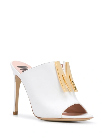 Shop Moschino Lamé M Sandals In White