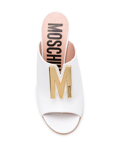 Shop Moschino Lamé M Sandals In White