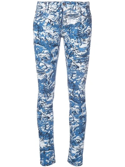 Shop Off-white Printed Skinny Jeans In Blue