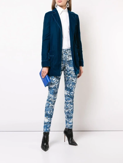 Off-white Tapestry-print Skinny-leg Jeans In Blue