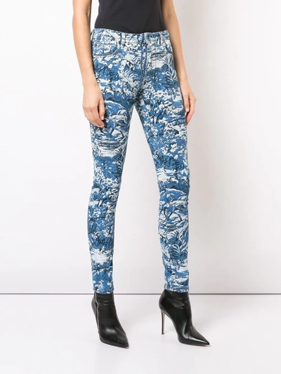 Shop Off-white Printed Skinny Jeans In Blue