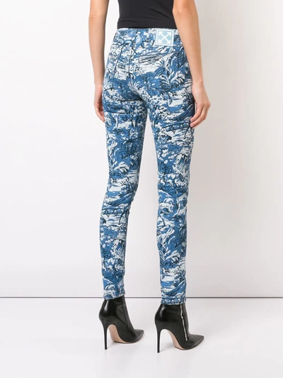 Off-white Tapestry-print Skinny-leg Jeans In Blue