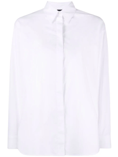 Shop Pinko Straight-point Poplin Shirt In White