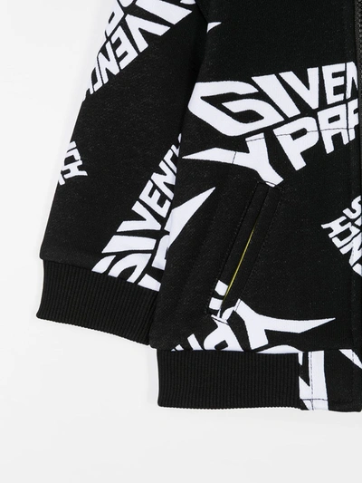 Shop Givenchy Stylized Logo Zip-up Hoodie In Black