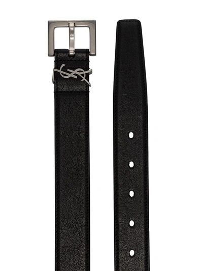 Shop Saint Laurent Ysl Logo Belt In Black