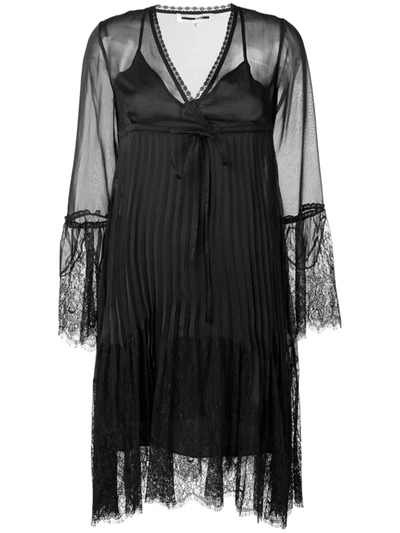 Mcq By Alexander Mcqueen Embroidered Lace Plisse Dress In Black