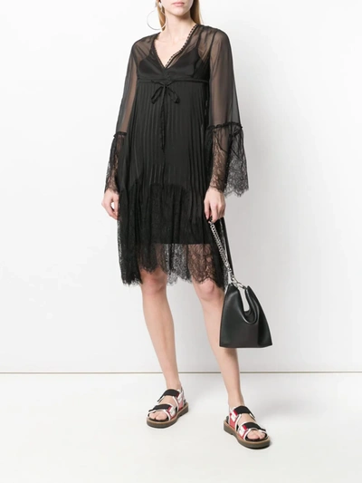 Mcq By Alexander Mcqueen Embroidered Lace Plisse Dress In Black