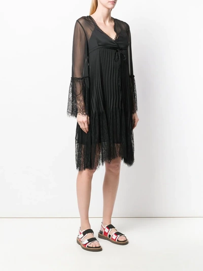 Mcq By Alexander Mcqueen Embroidered Lace Plisse Dress In Black