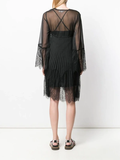 Mcq By Alexander Mcqueen Embroidered Lace Plisse Dress In Black
