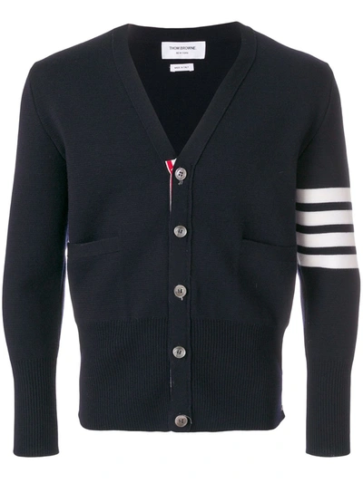 Shop Thom Browne 4-bar Milano Stitch Cardigan In Blue