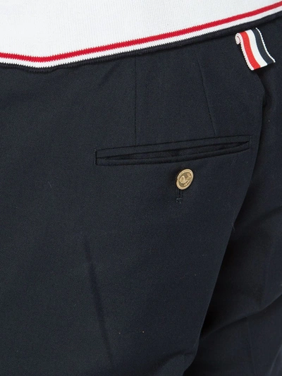 Shop Thom Browne Low Rise Skinny Trouser With Red, White And Blue Selvedge Back Leg Placement In School Uniform Plain