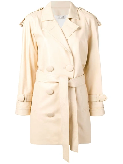 Shop Attico Oversized Button Trench Coat In Neutrals