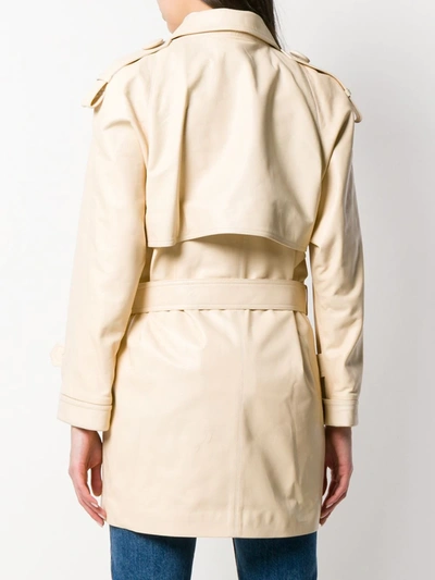 Shop Attico Oversized Button Trench Coat In Neutrals