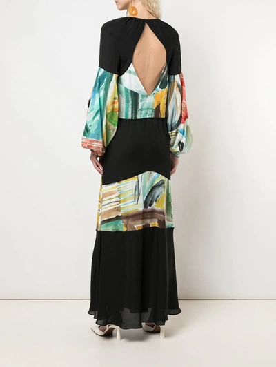 Rosie Assoulin Oversized Paneled Chiffon And Printed Silk Crepe De Chine Maxi Dress In Black