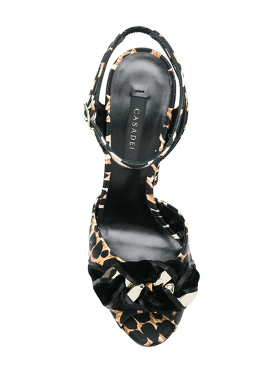 Shop Casadei Leopard Print Sandals In Black
