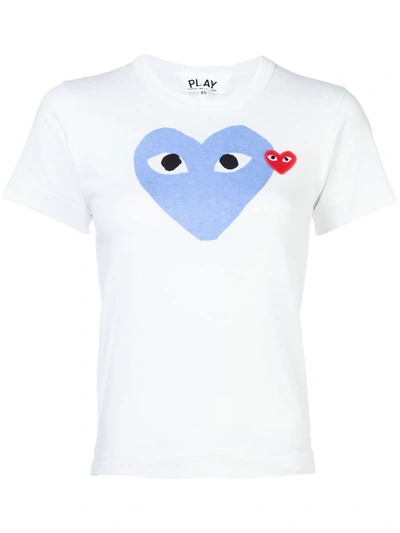 Shop Comme Des Garçons Play Heart Print T-shirt In White