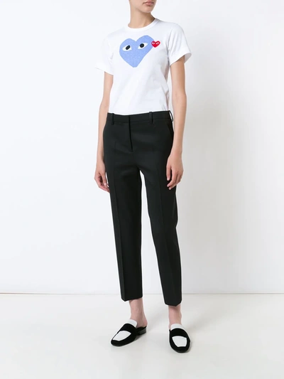 Comme Des Garçons Play Printed T-shirt With Round Collar Pattern In White