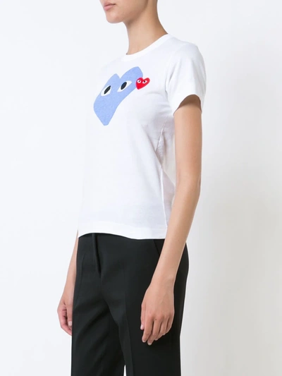 Shop Comme Des Garçons Play Heart Print T-shirt In White