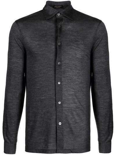 Shop Dell'oglio Pointed-collar Merino Wool Shirt In 灰色