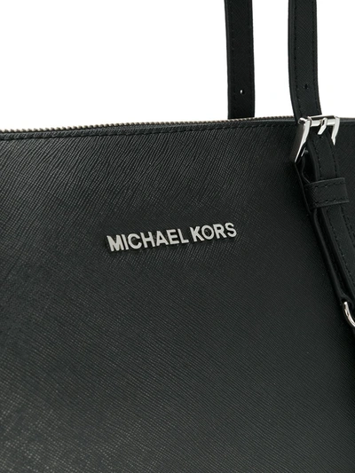 Shop Michael Michael Kors Front Brand Logo Shoulder Bag In Black