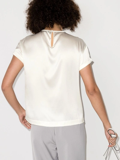 Shop Brunello Cucinelli Silk Crew-neck T-shirt In White