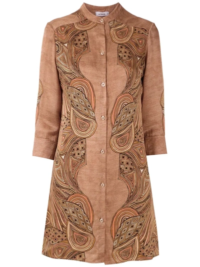 Shop Amir Slama Silk Shirt Dress In Brown