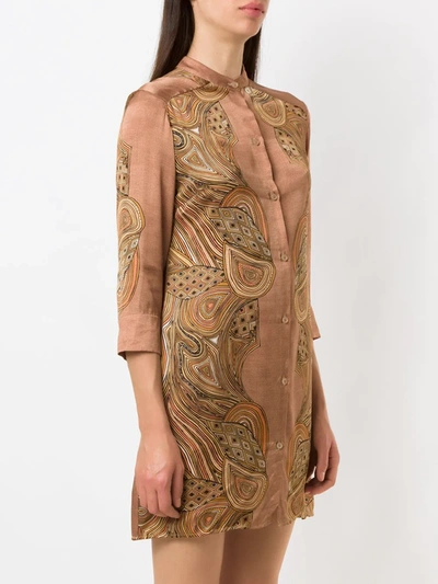 Shop Amir Slama Silk Shirt Dress In Brown