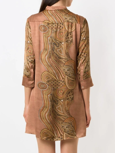 Amir Slama Silk Shirt Dress In Brown